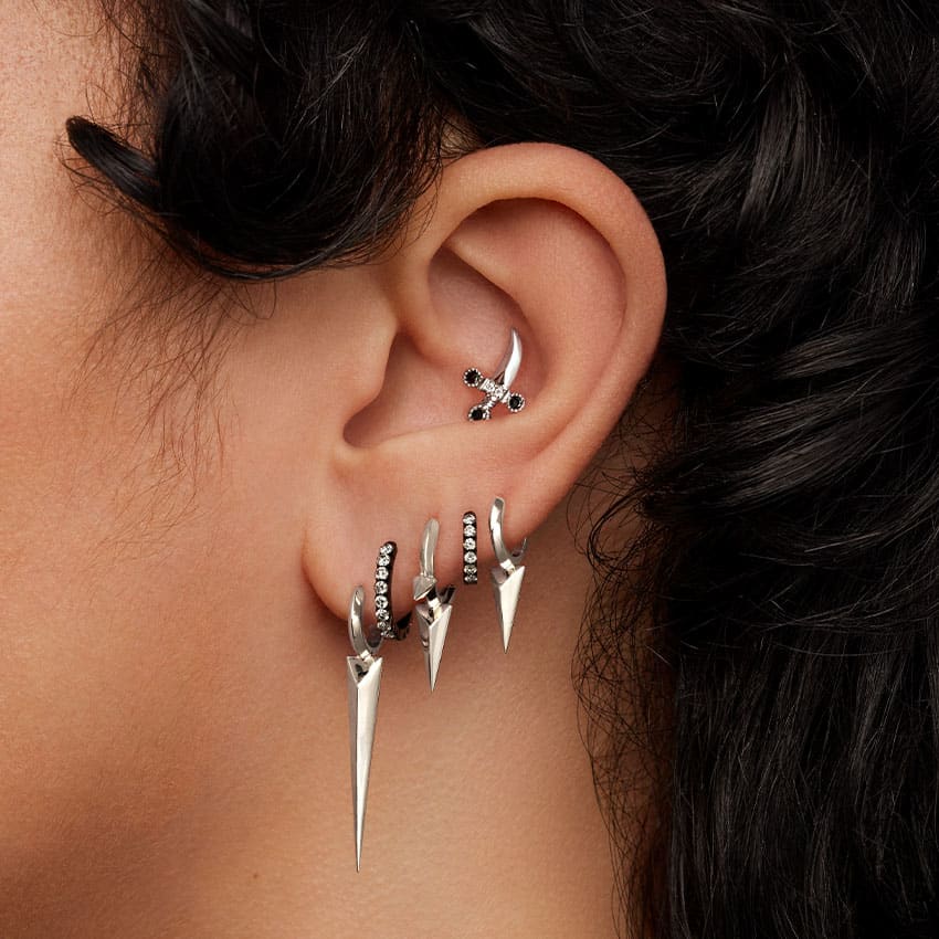 Faceted Grand Spike Hoop Earring | MARIA TASH
