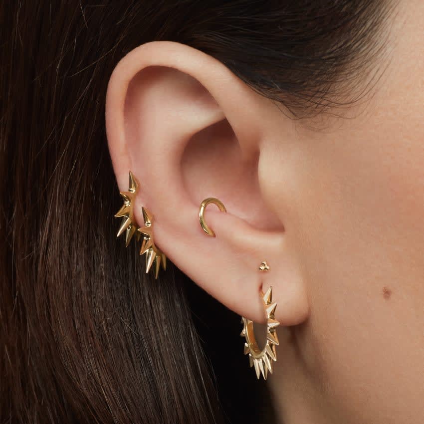 Ball Trinity Threaded Stud Earring Yellow Gold 2.5mm