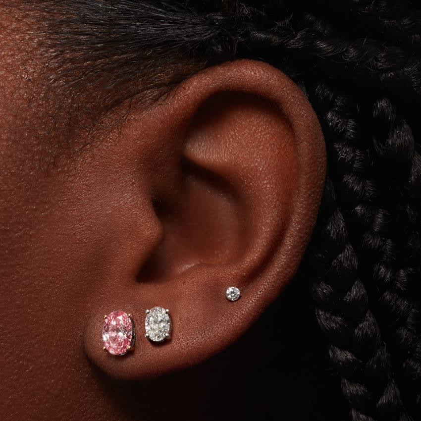 Invisible Set Diamond Threaded Stud Earring White Gold 2mm