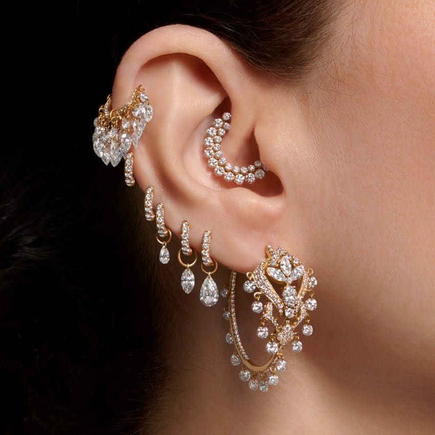 Pear Floating Diamond Charm Rose Gold 4mm