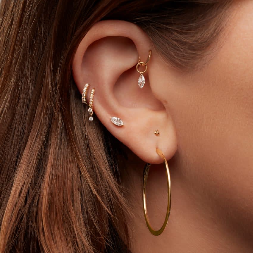 Flat Hoop Earring White Gold 25mm