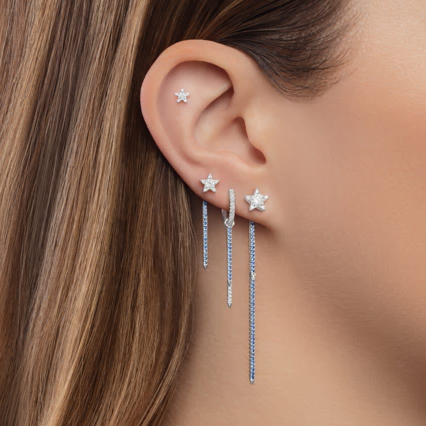 Diamond Eternity Hoop Earring Rose Gold 8mm