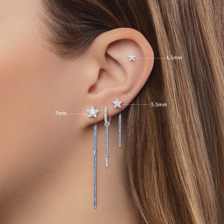 Diamond Star Threaded Stud Earring White Gold 4.5mm