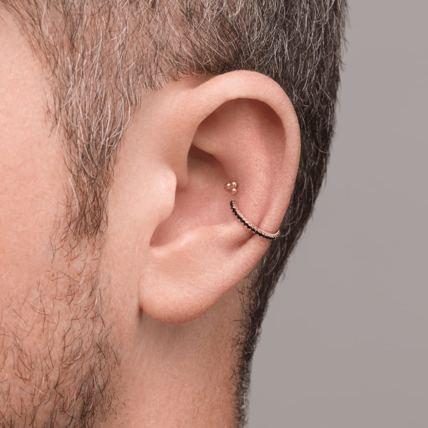 Ball Trinity Threaded Stud Earring Rose Gold 3.5mm