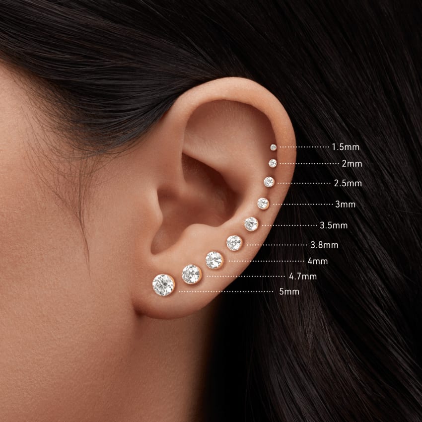 Invisible Set Diamond Threaded Stud Earring White Gold 3.8mm