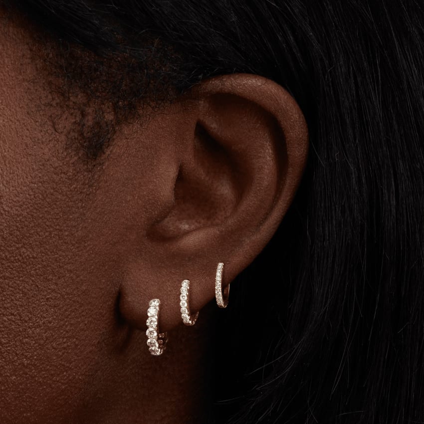 Diamond Eternity Hoop Earring Yellow Gold 8mm