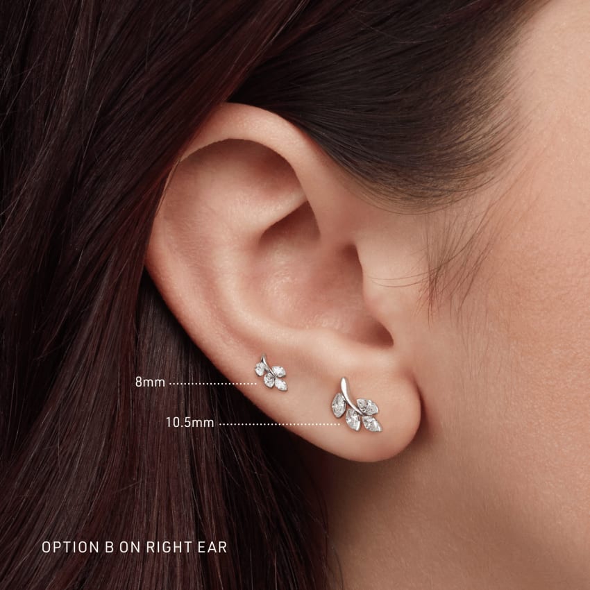 Diamond Vine Threaded Stud Earring Yellow Gold 10.5mm B Direction