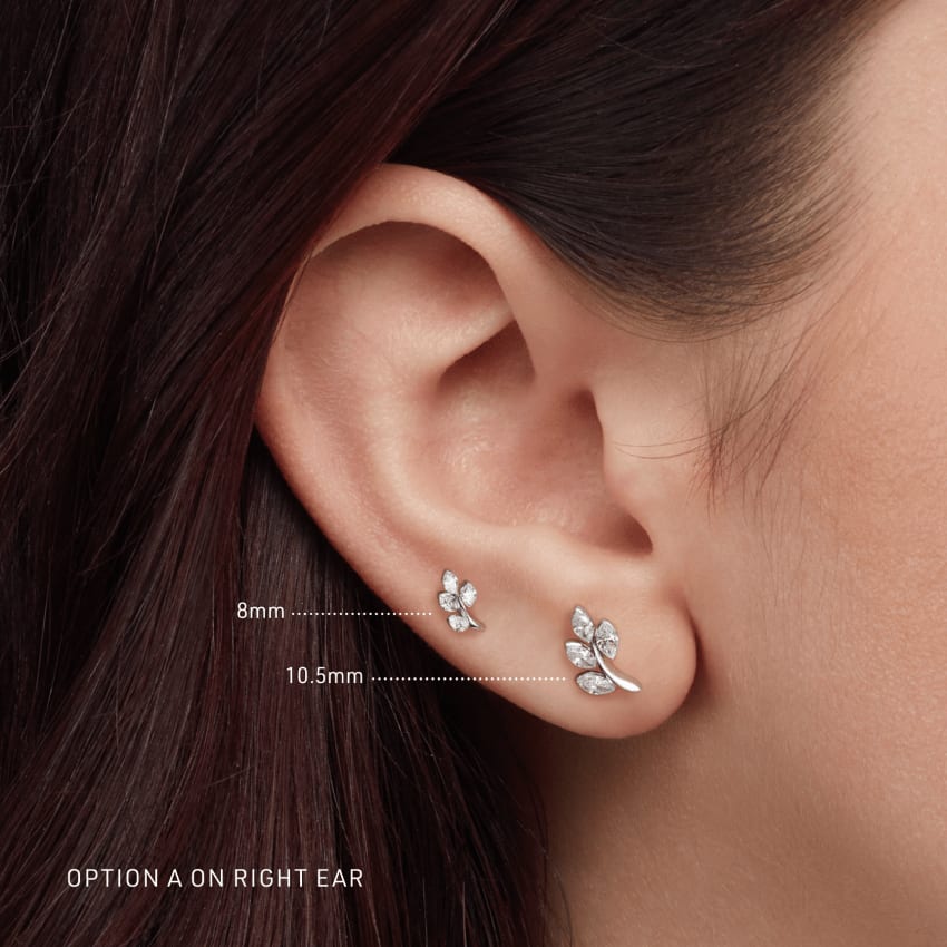 Diamond Vine Threaded Stud Earring Yellow Gold 8mm A Direction