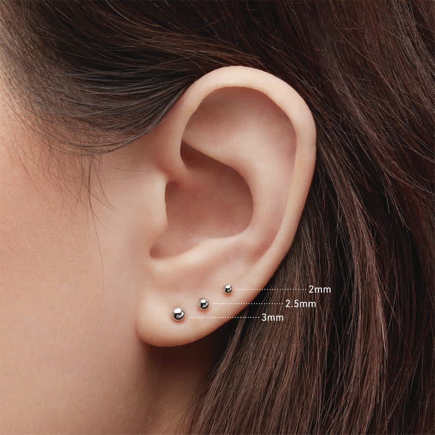 Ball Threaded Stud Earring Rose Gold 2.5mm
