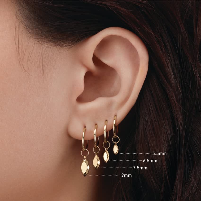 Faceted Gold Marquise Charm Yellow Gold 7.5mm
