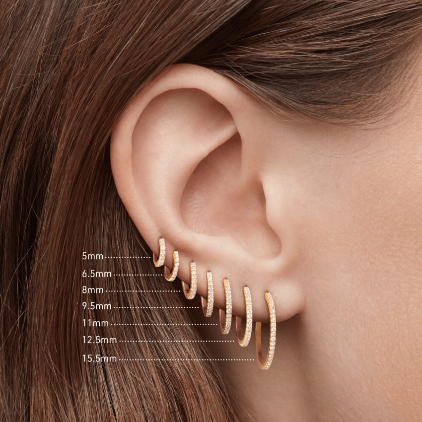 Diamond Eternity Hoop Earring Black Gold 9.5mm