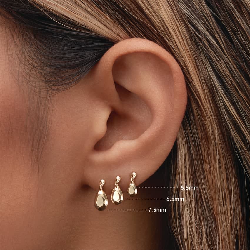 Faceted Gold Pear Threaded Charm Earring Rose Gold 6.5mm