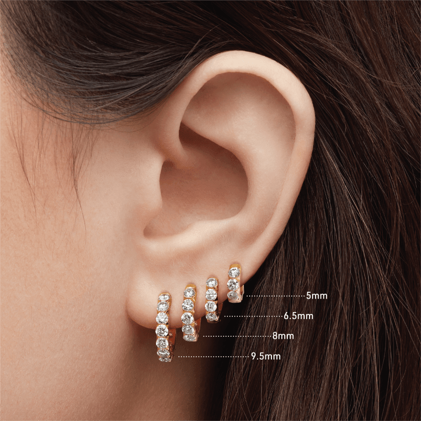 Invisible Set Large Diamond Eternity Hoop Earring White Gold 8mm