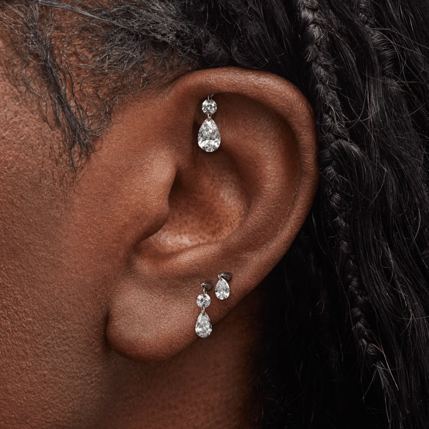 Floating diamond stud earrings clearance