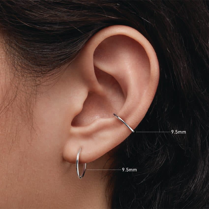 Plain Gold Hoop Earring Yellow Gold 9.5mm 18 Gauge = 1.02mm
