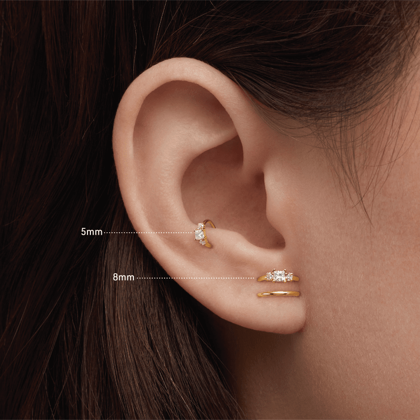 2mm Diamond Princess Hoop Earring Rose Gold 5mm