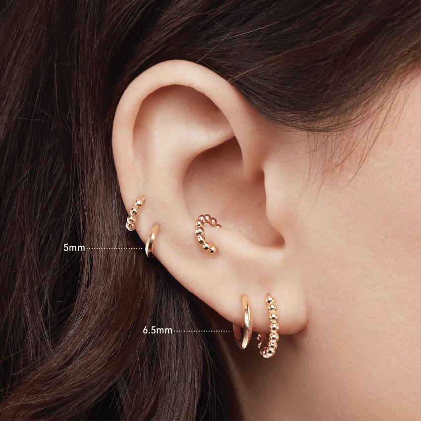 Maria Tash Faceted Metal Vertex Single Hoop Earring White Gold