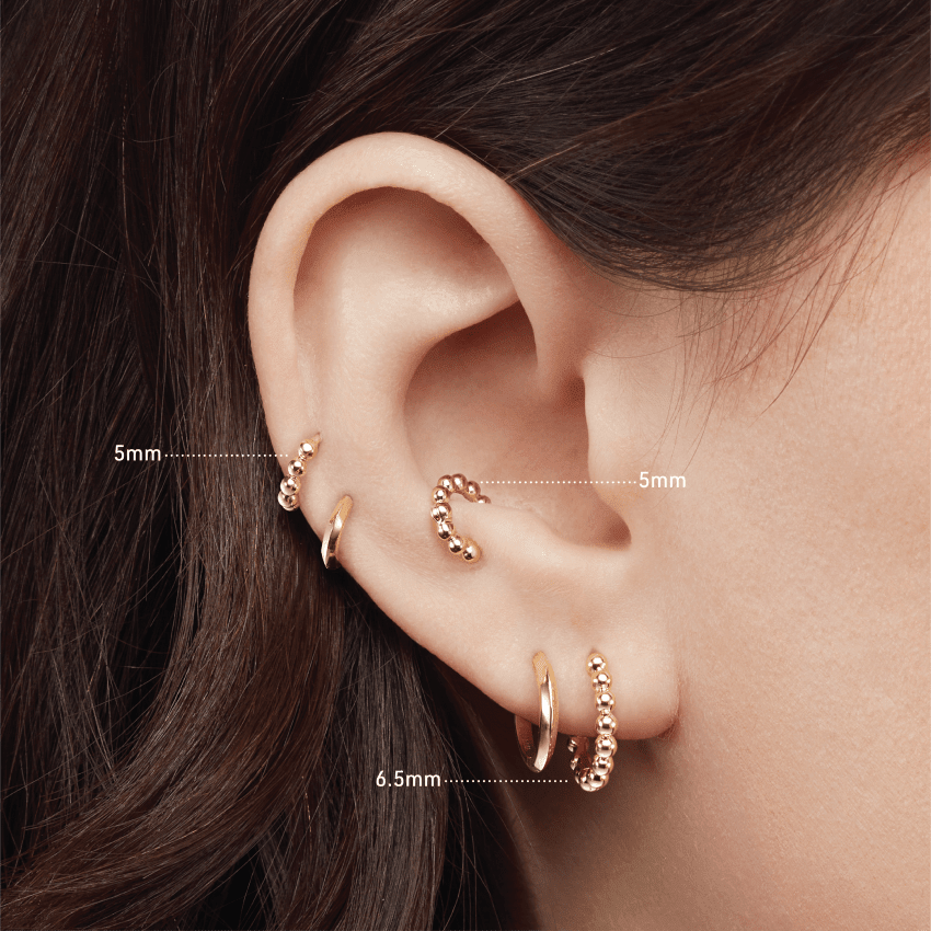 Granulated Hoop Earring White Gold 5mm MARIA TASH