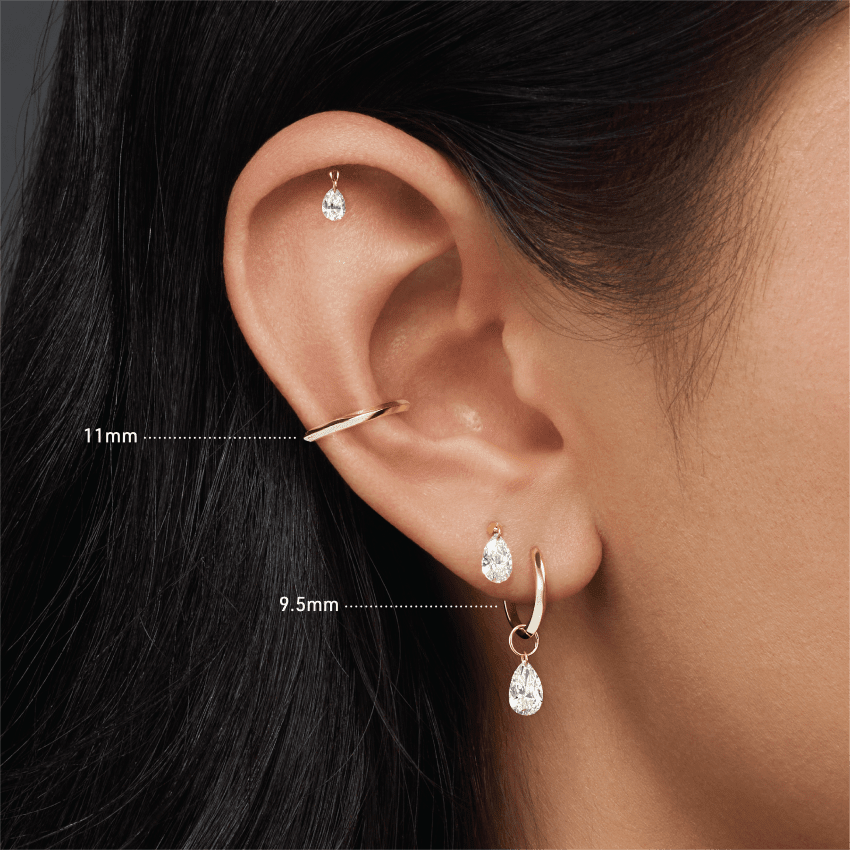 Vertex Hoop Earring White Gold 11mm