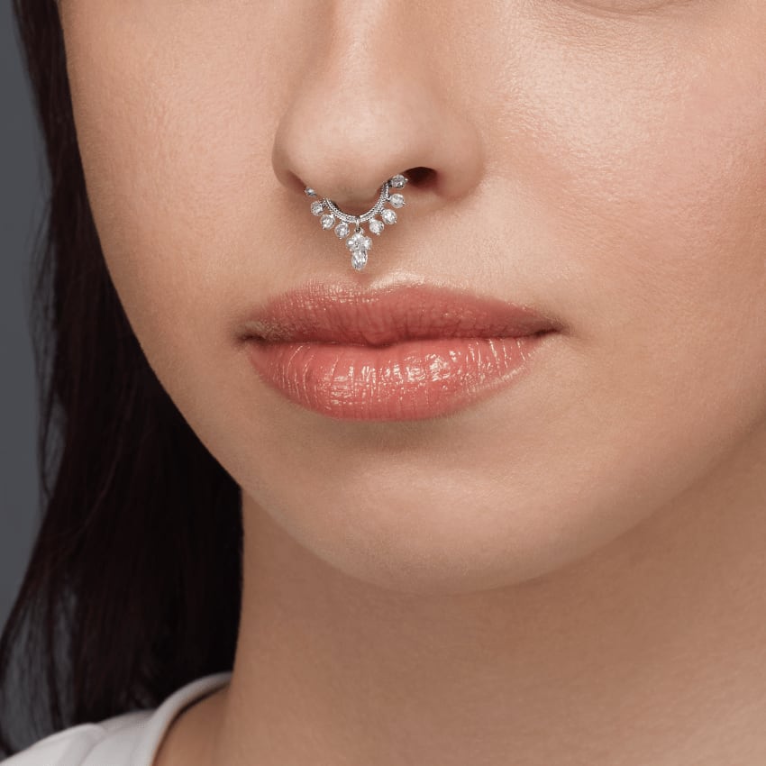 Diamond Coronet with Briolette Hoop Earring White Gold 8mm