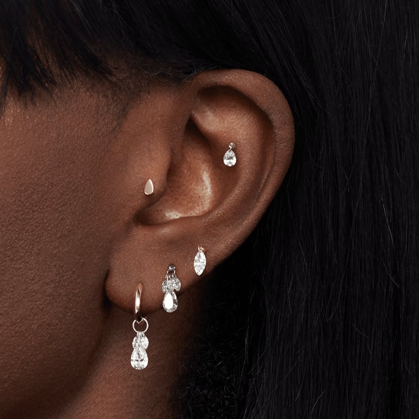 Plain Pear Shaped Threaded Stud Earring Yellow Gold 4mm