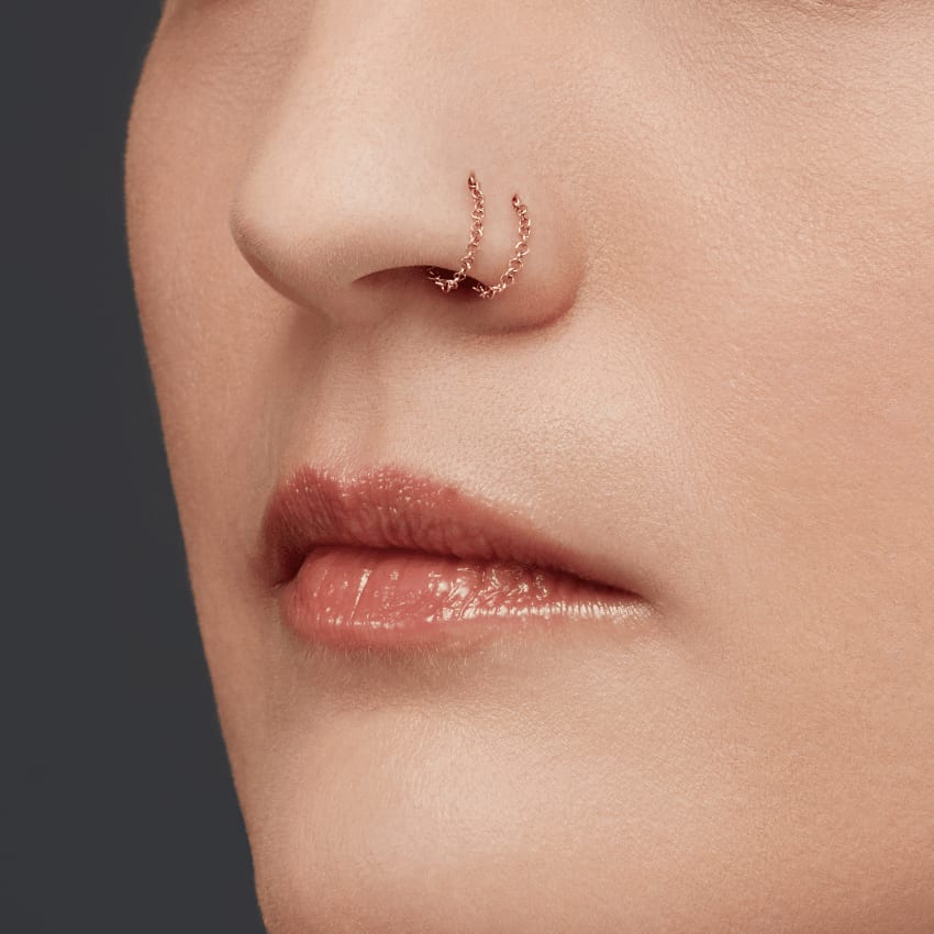 Chain Wrap Stud Earring Rose Gold 22 mm