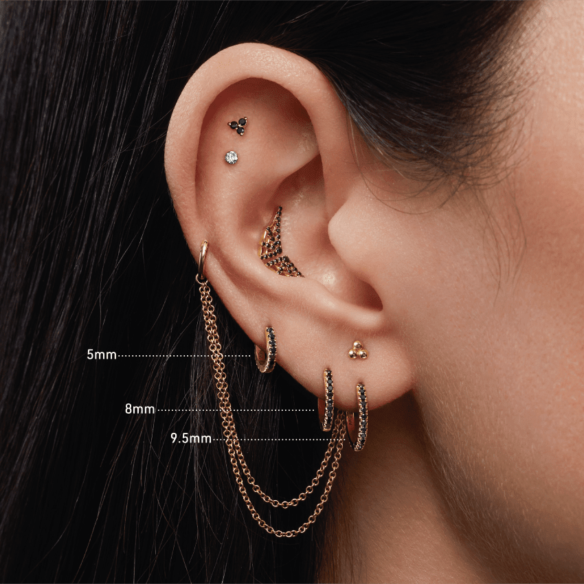 Black Diamond Eternity Hoop Earring White Gold 9.5mm