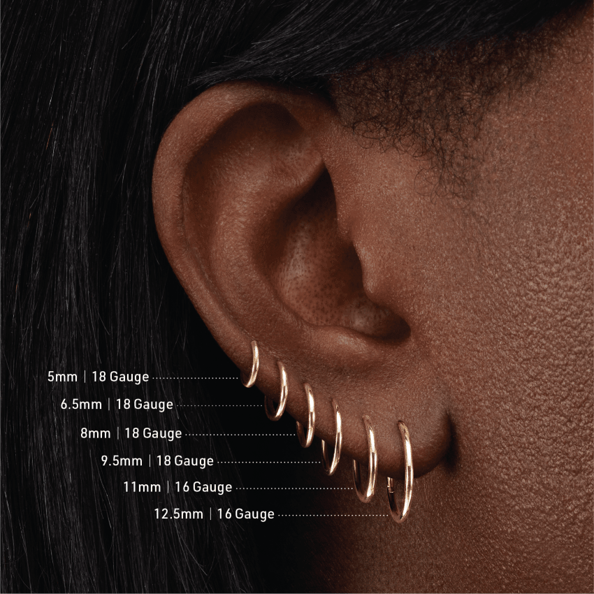 Plain Gold Hoop Earring Rose Gold 6.5mm 18 Gauge = 1.02mm