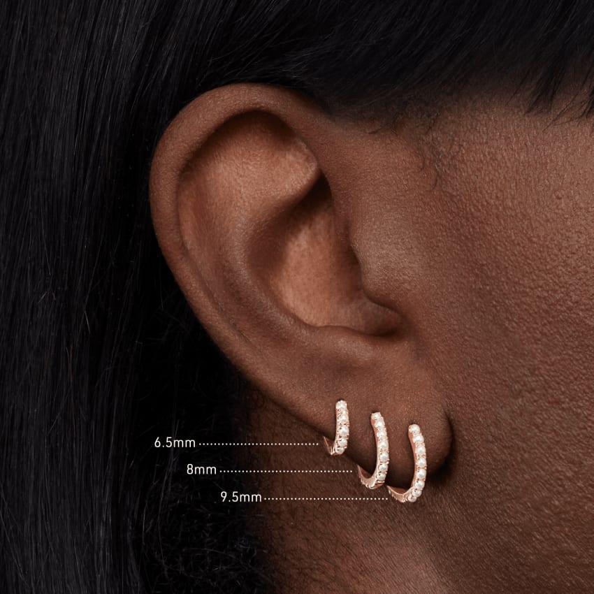 Pearl Eternity Hoop Earring White Gold 6.5mm