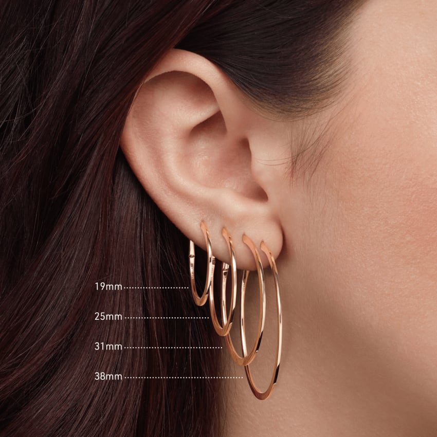 Flat Hoop Earring Yellow Gold 31mm