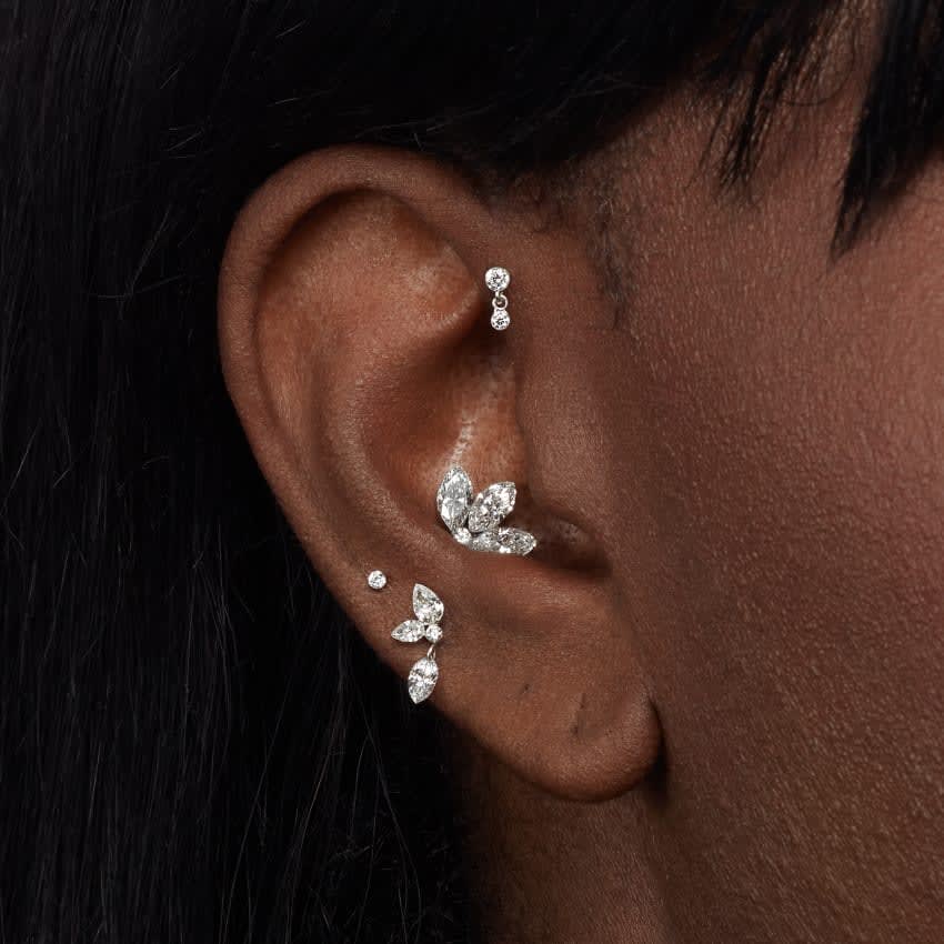 Invisible Set Diamond Threaded Stud Earring Yellow Gold 1.5mm