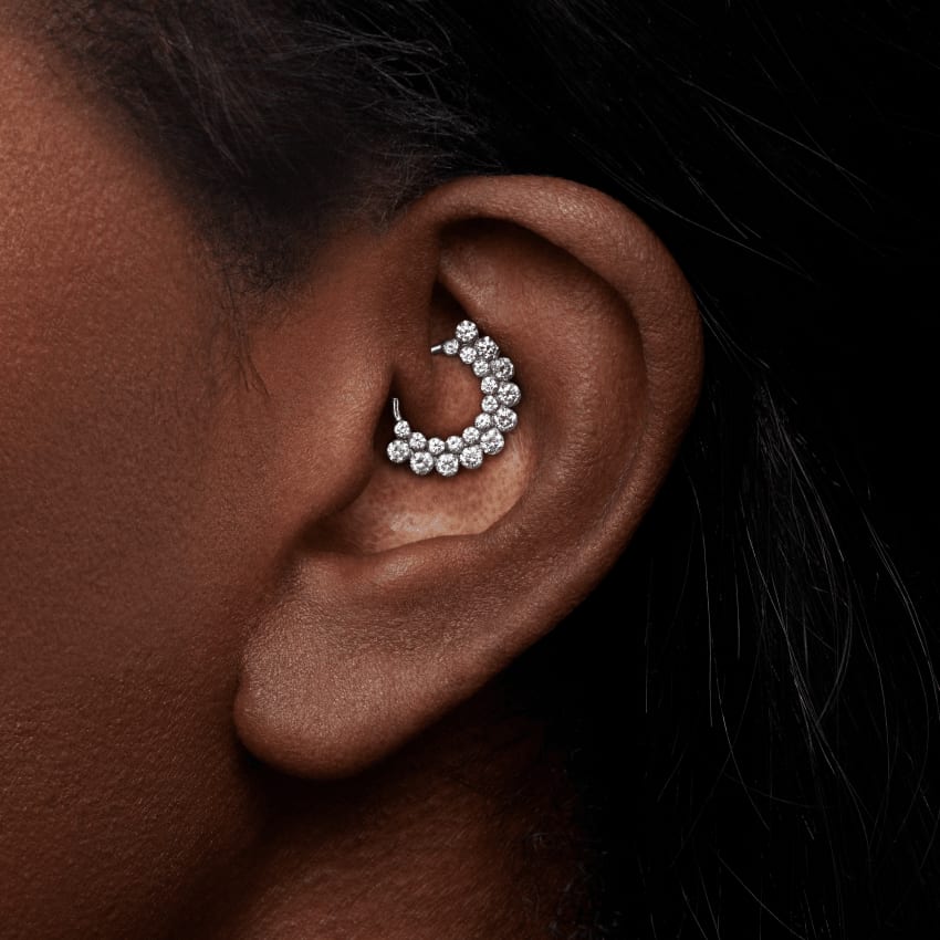 Invisible Diamond Apsara Hoop Earring Rose Gold 8mm 16 Gauge = 1.3mm