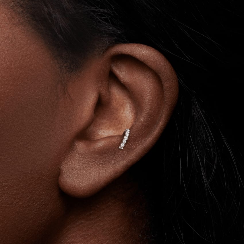 Invisible Set Diamond Eternity Hoop Earring White Gold 5mm