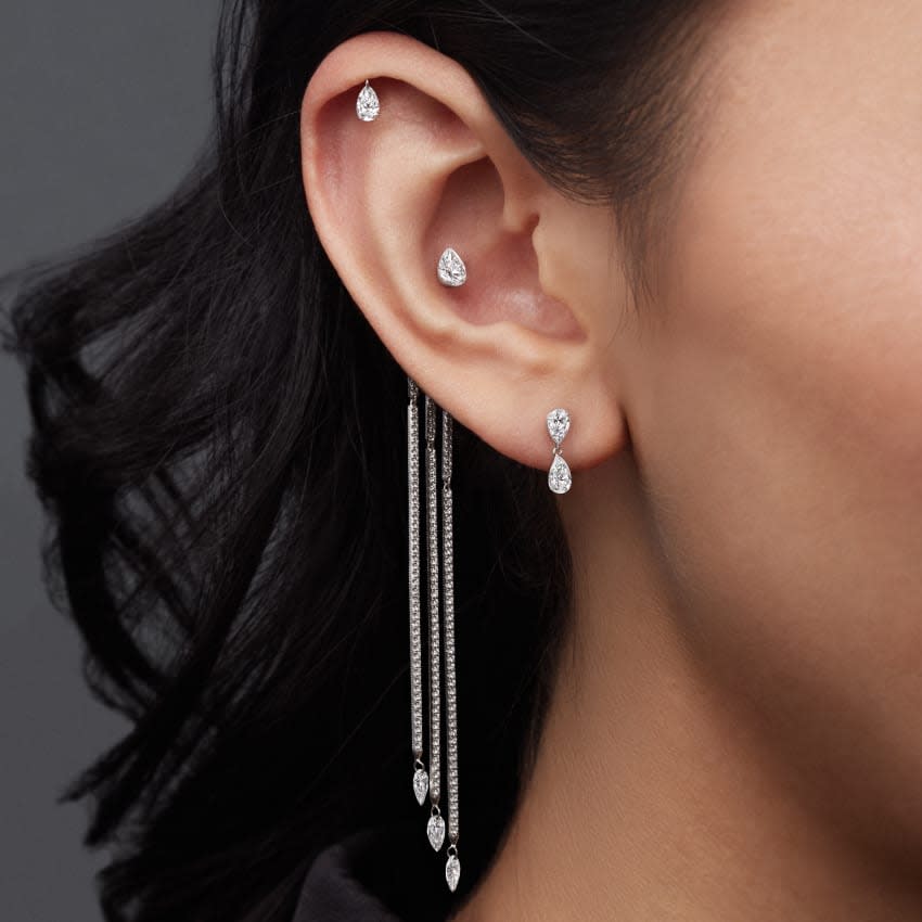 Triple Diamond Eternity Bar Conch Charm White Gold Right