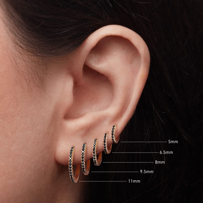 Black Diamond Eternity Hoop Earring White Gold 9.5mm
