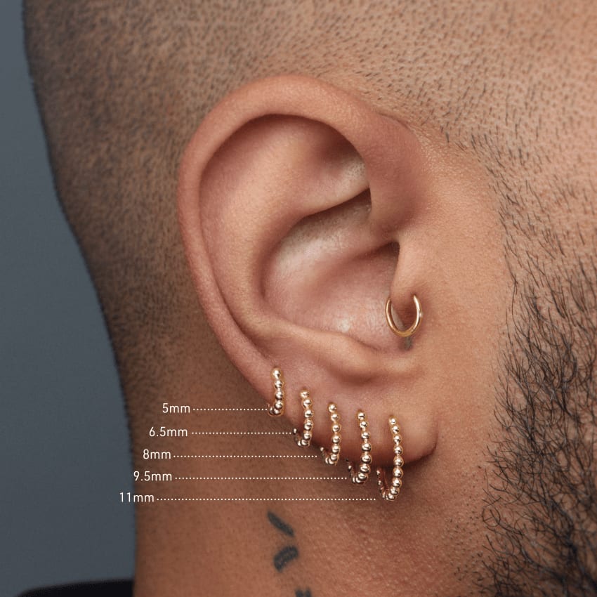 Granulated Hoop Earring Yellow Gold 11mm