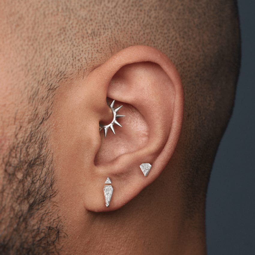 Invisible Set Silhouette Diamond Threaded Stud Earring White Gold 5.5mm