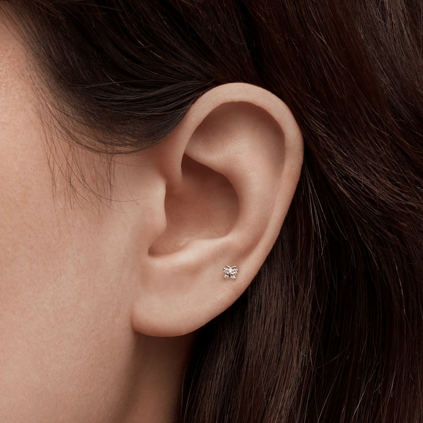 Diamond Butterfly Threaded Stud Earring Rose Gold 4mm