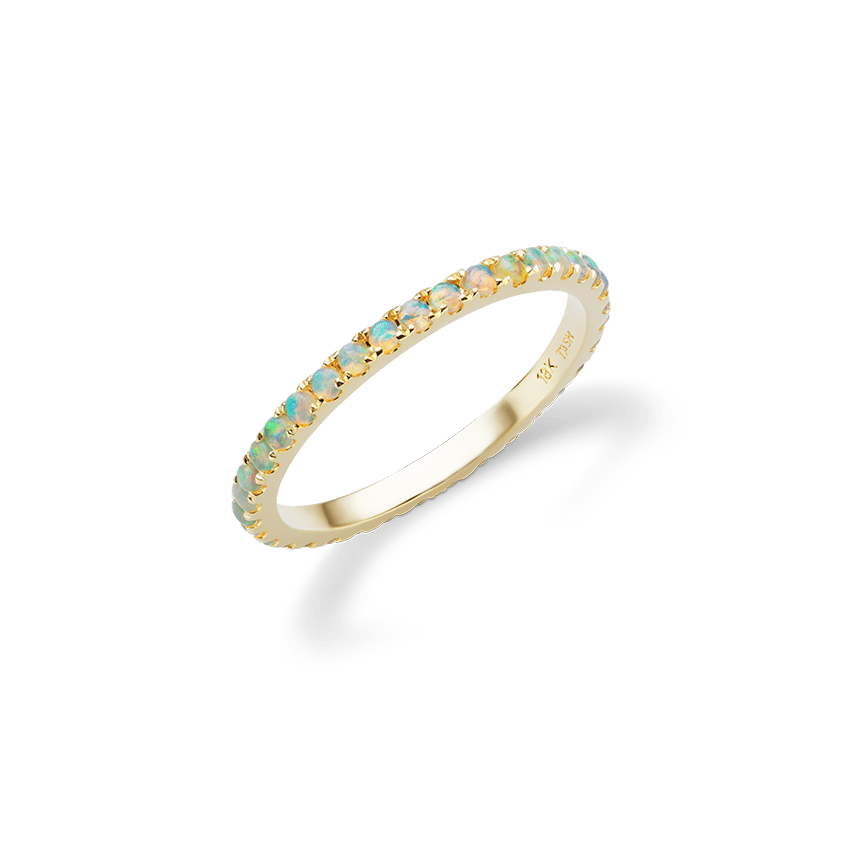 Opal Eternity Finger Ring Yellow Gold US 3