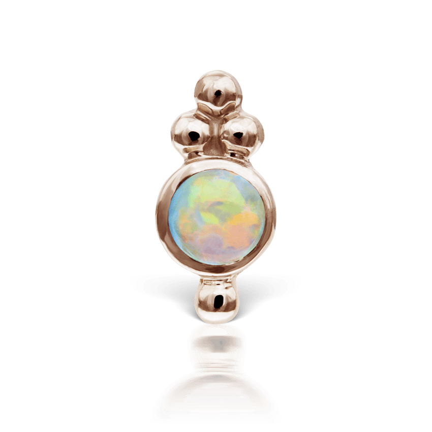 Opal Four Ball Trinity Threaded Stud Earring Rose Gold