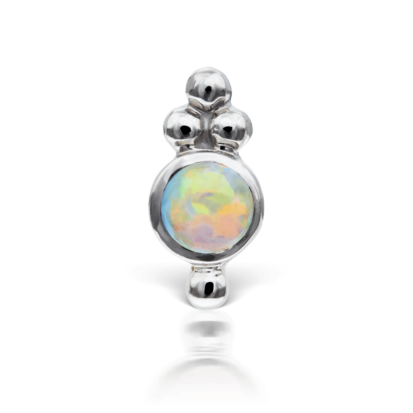 Opal Four Ball Trinity Threaded Stud Earring White Gold