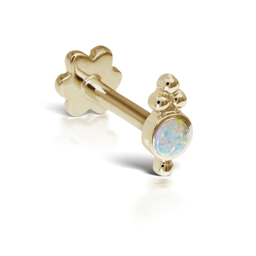 Opal Four Ball Trinity Threaded Stud Earring Yellow Gold
