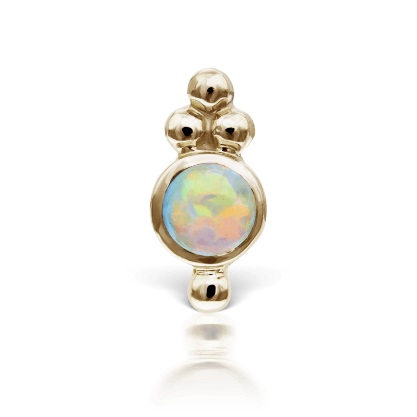 Opal Four Ball Trinity Threaded Stud Earring Yellow Gold