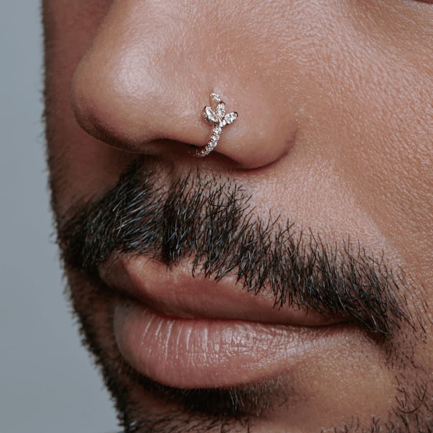 Diamond Lotus Eternity Hoop Earring Rose Gold 8mm