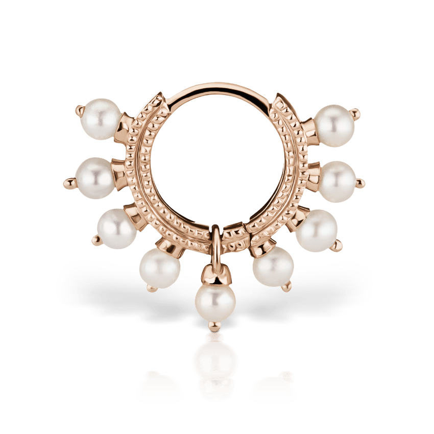 Pearl Coronet Hoop Earring Rose Gold 6.5mm