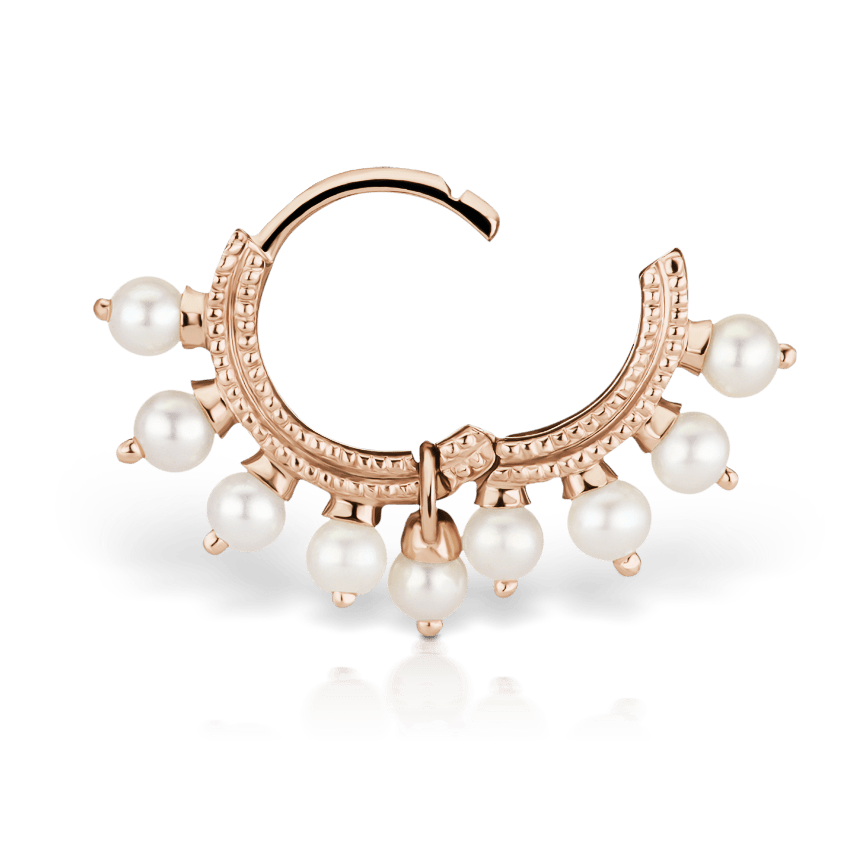 Pearl Coronet Hoop Earring Rose Gold 6.5mm