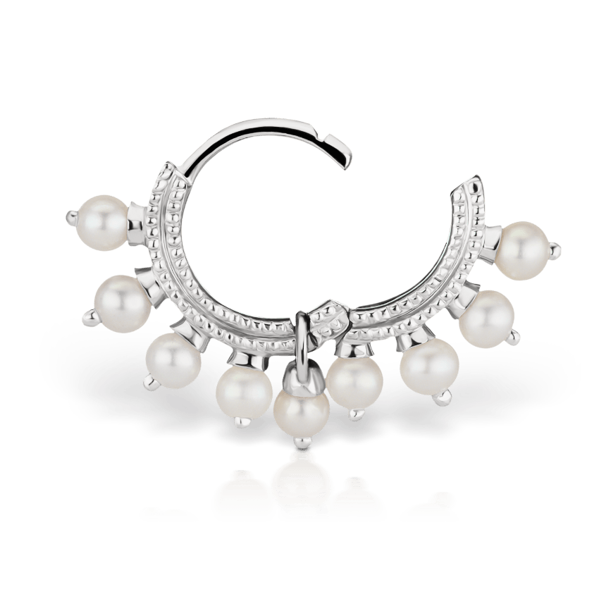 Pearl Coronet Hoop Earring White Gold 6.5mm