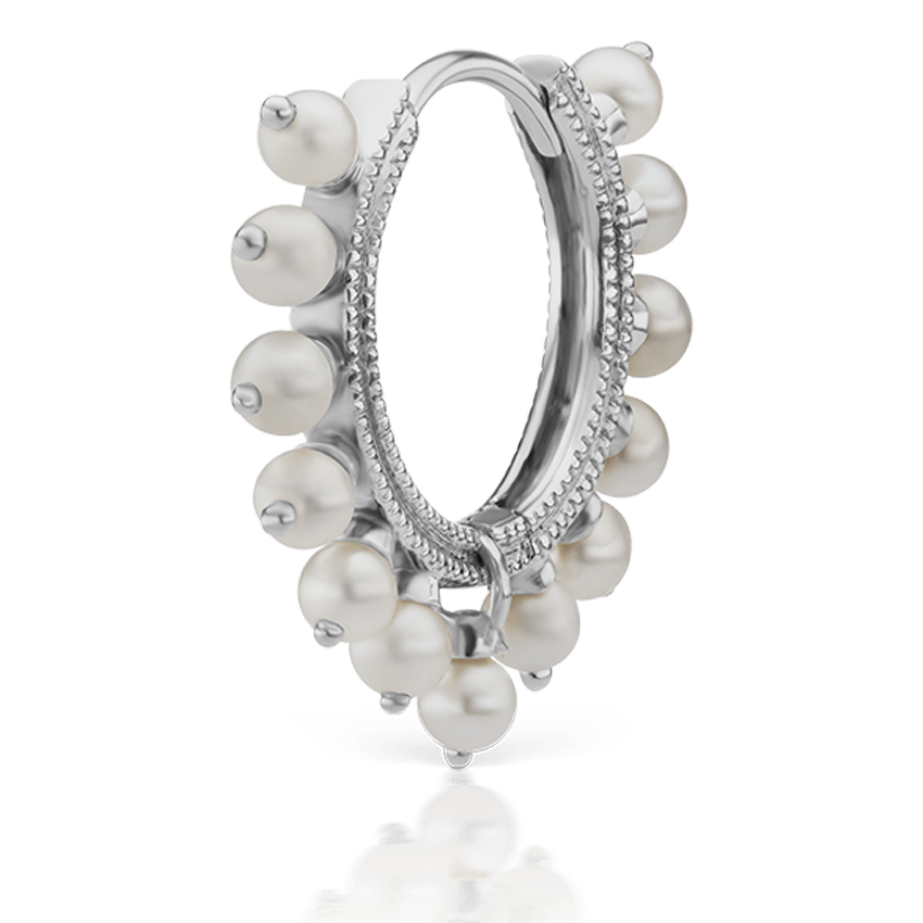 Pearl Coronet Hoop Earring White Gold 9.5mm