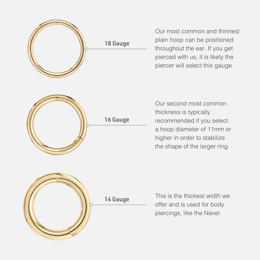 Plain Gold Hoop Earring Yellow Gold 8mm 18 Gauge = 1.02mm