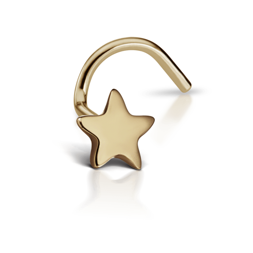 Plain Star Nostril Screw Yellow Gold 2.5mm Straight